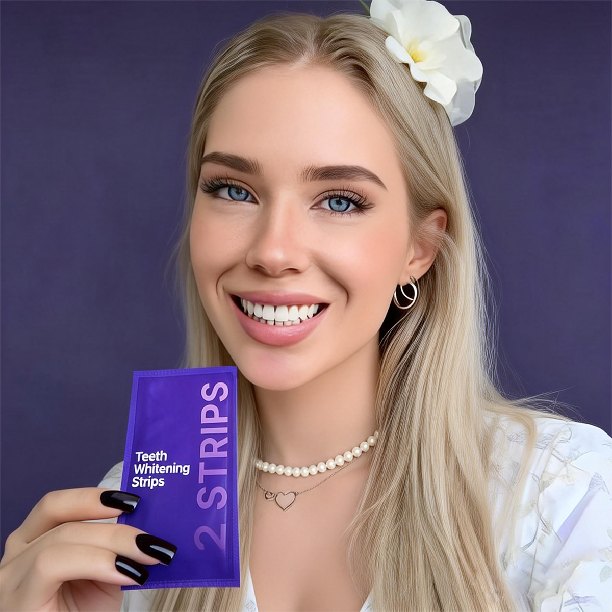 Lila Zahnaufhellungsstreifen